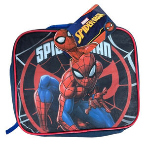 Marvel Spider-Man Rectangular Lunch Bag Kit with Handle Navy Blue & Red